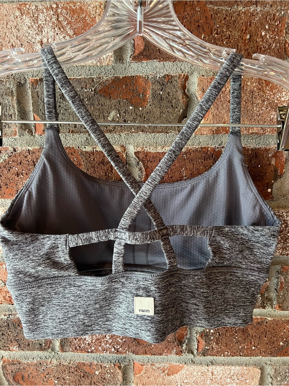 VUORI Gray Heather Sports Bra - Strappy Back size small - Picture 2 of 4